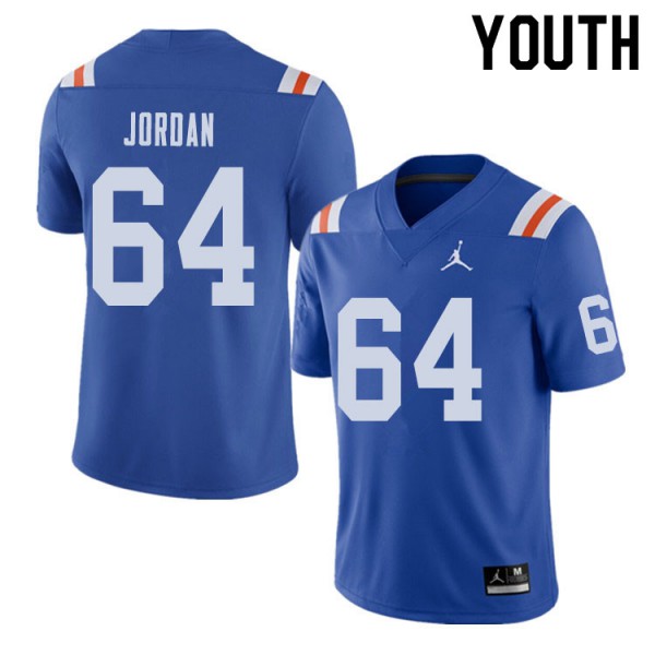 Jordan Brand Youth #64 Tyler Jordan Florida Gators Throwback Alternate College Football Jerseys